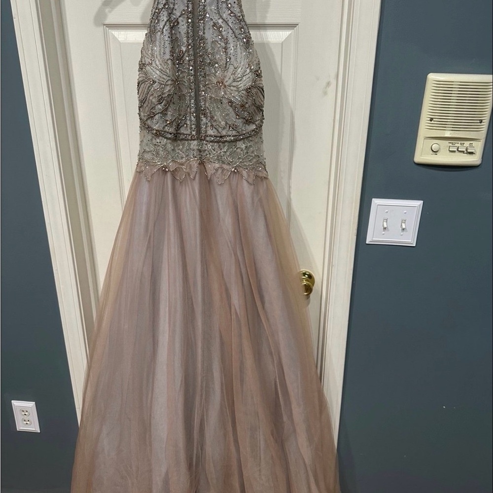 Glamour Silver Beaded Used Prom Dress